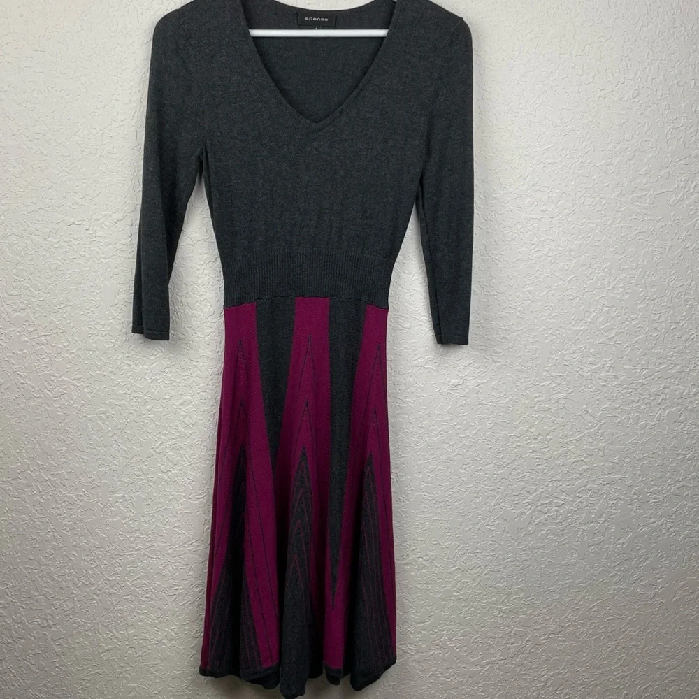 Spense Geometric Patterned Flair Knitware Dress Size Small - Picture 2 of 8
